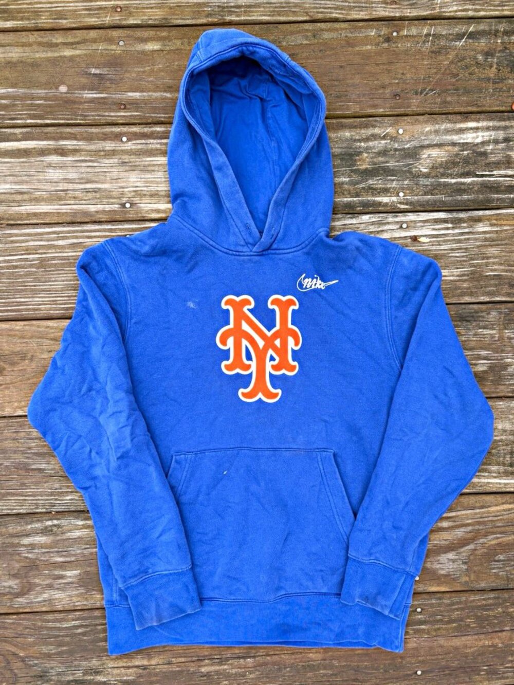 Vintage 2000s Nike New York Mets Hoodie Blue MLB Baseball Pullover Y2K